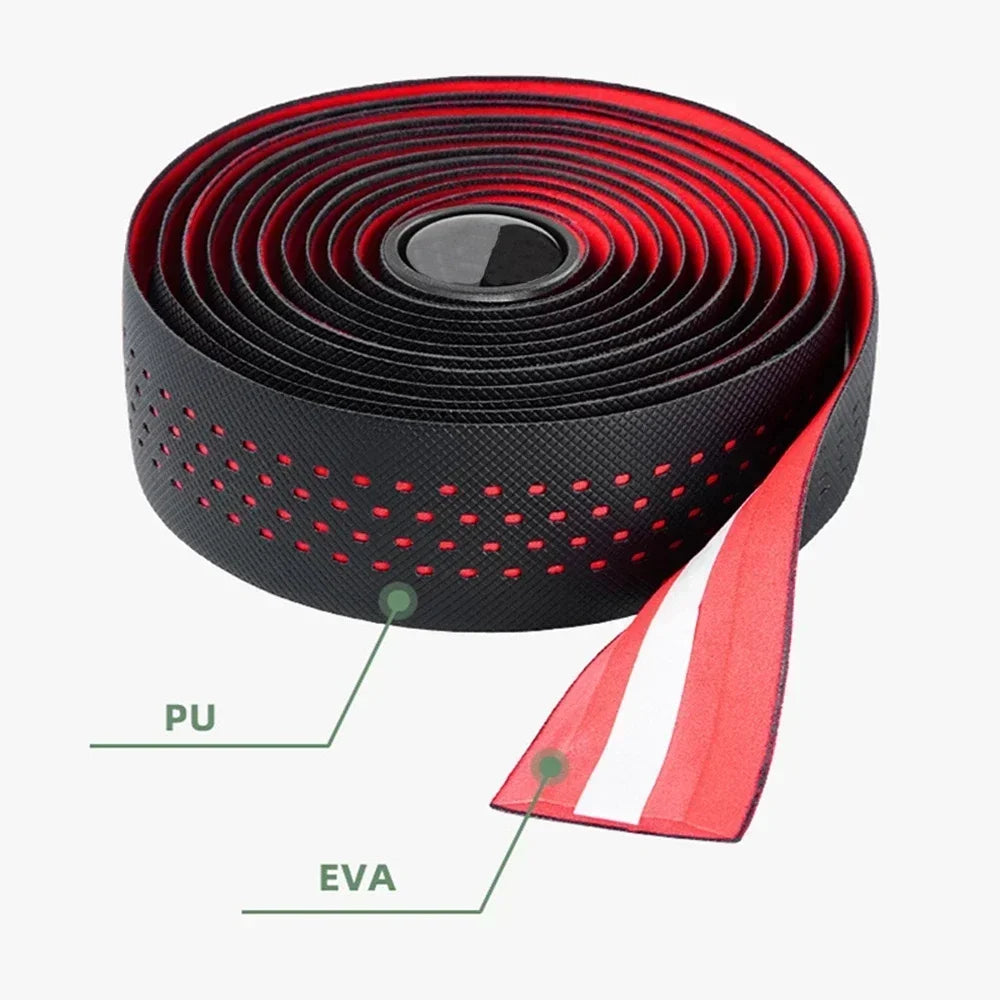 Perforated Road Bike Bar Tape Breathable Handlebar Tapes Non-slip EVA/PU Soft Anti-Vibration Wrap Tape Durable Bar Bartape 1Pair