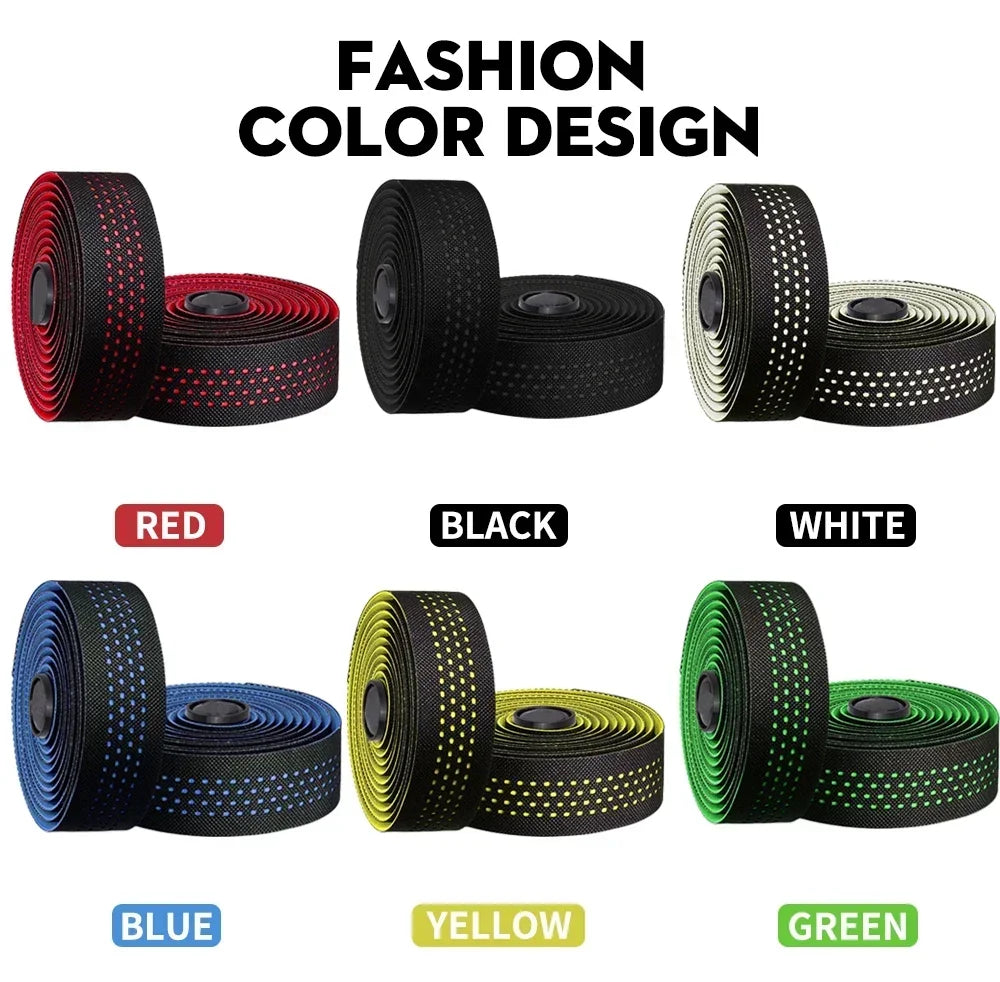 Perforated Road Bike Bar Tape Breathable Handlebar Tapes Non-slip EVA/PU Soft Anti-Vibration Wrap Tape Durable Bar Bartape 1Pair